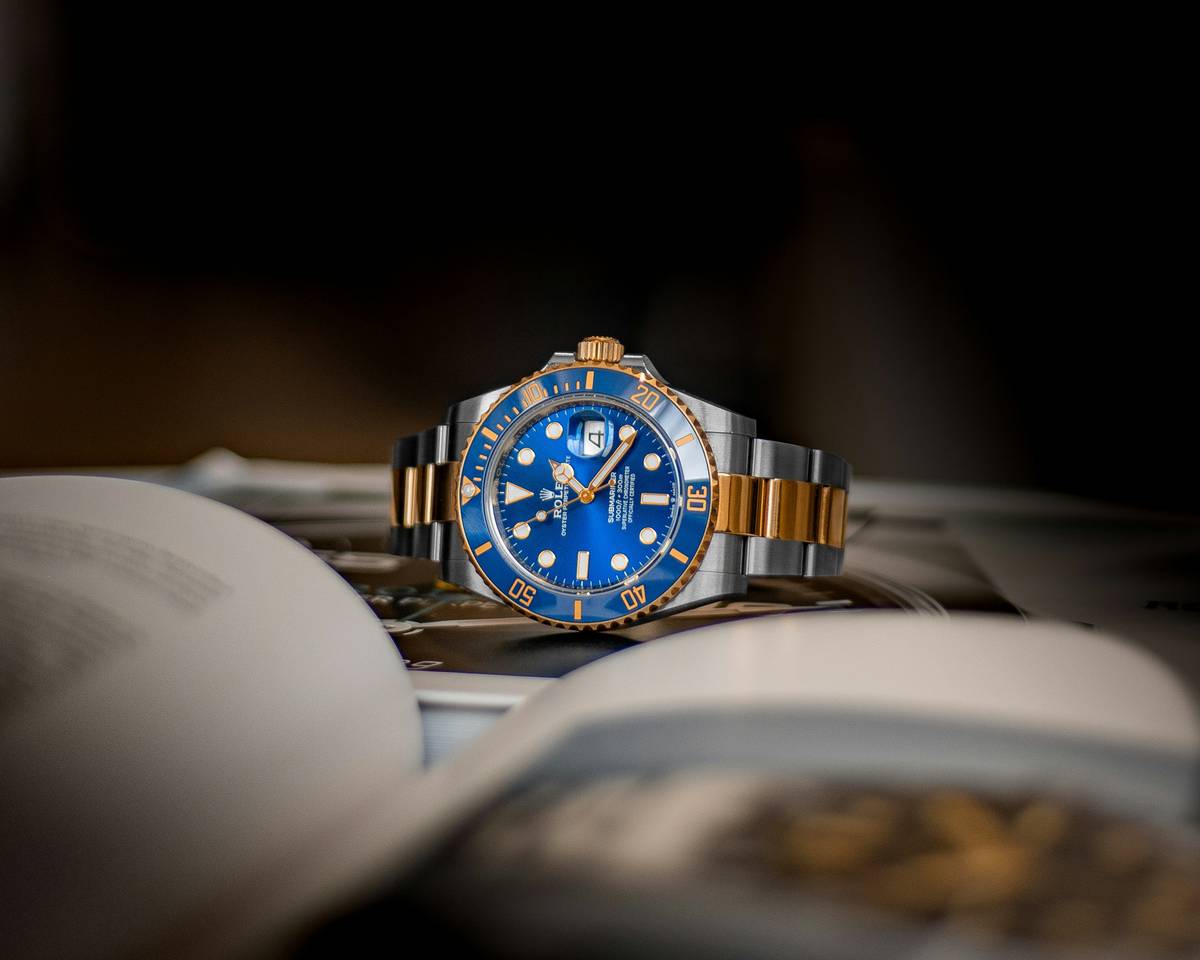 Close-up of luxury watch materials including titanium case and fluoroelastomer strap for Luxury Material Guides